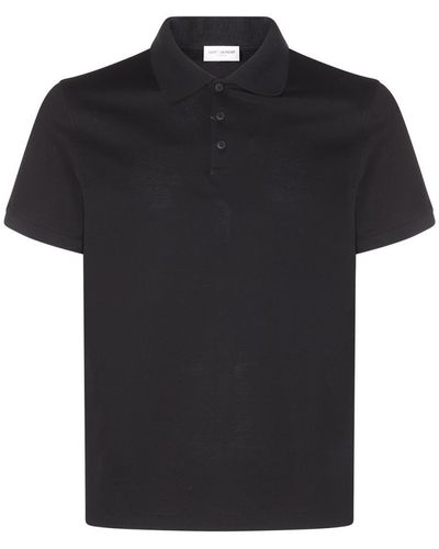 Saint Laurent Black Cotton Polo Shirt