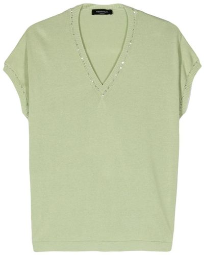 Fabiana Filippi Sleeveless Cotton Top With Beads - Green