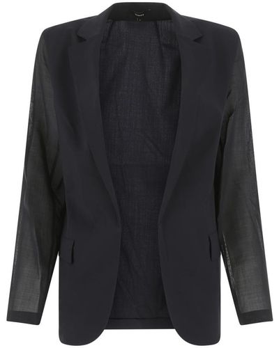 Theory Sheer Sleeved Tailored Blazer - Black