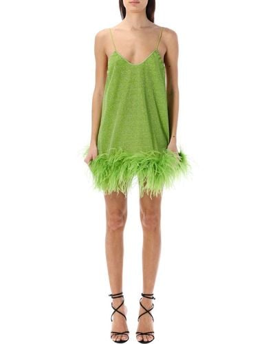 Oséree Lumière Feather Mini Dress - Green
