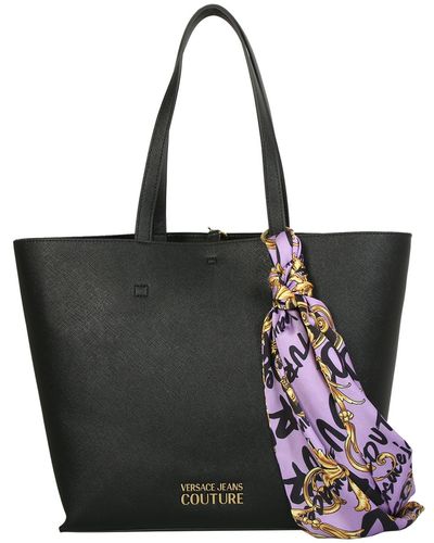 Versace Adds A Signature Branded Touch To This Understated Tote Bag With The Attached Scarf - Black