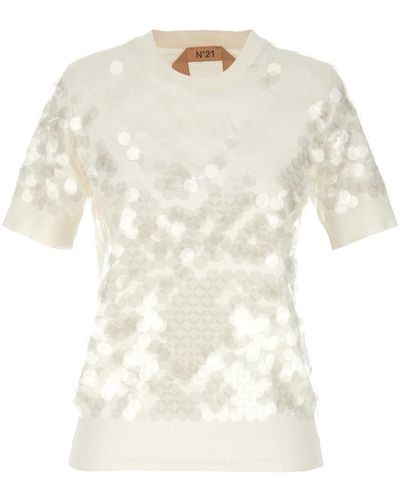 N°21 Sequin Sweater - White