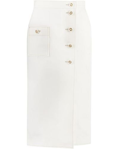 Gucci Cotton Midi Skirt - White