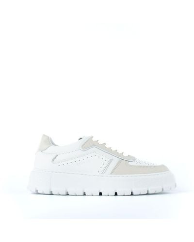 COPENHAGEN Two-tone Leather Sneakers With Beige Details - White