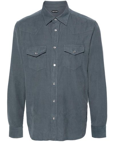 Tom Ford Western-style Cotton Shirt - Blue