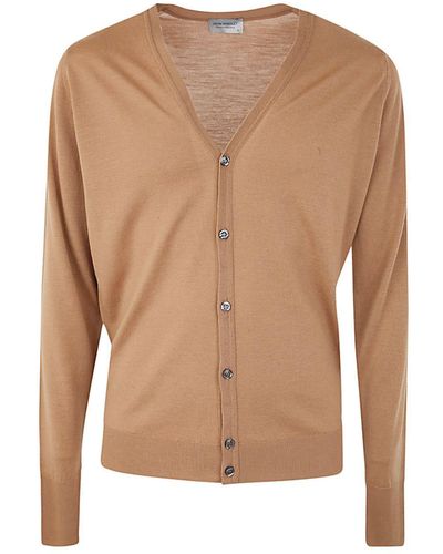 John Smedley Bryn Long Sleeves V Neck Fashioned Cardigan Clothing - Brown