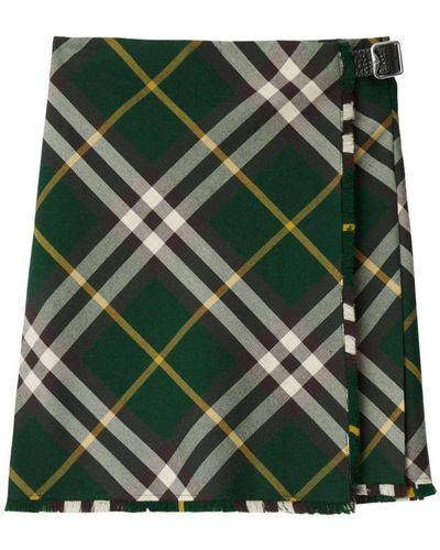 Burberry Check Skirt - Green