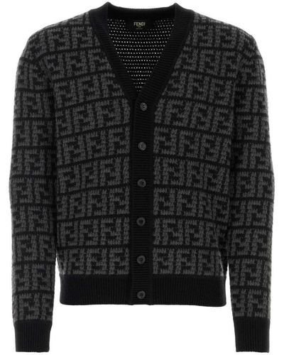 Fendi Embroidered Cashmere Cardigan - Black