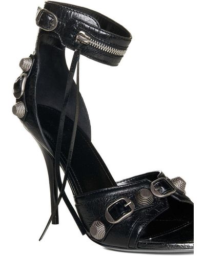 Balenciaga Cagole 110Mm Leather Sandals - Black