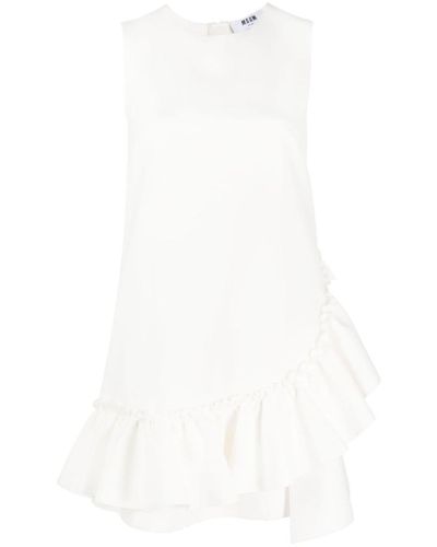 MSGM Ruffled-trim Sleeveless Dress - White
