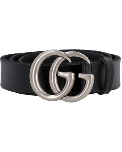 Gucci Leather Belt With Double G Buckle - Black