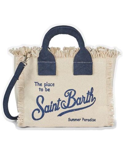 Saint Barth Mini Vanity Bag Cotton Canva Bag - Blue