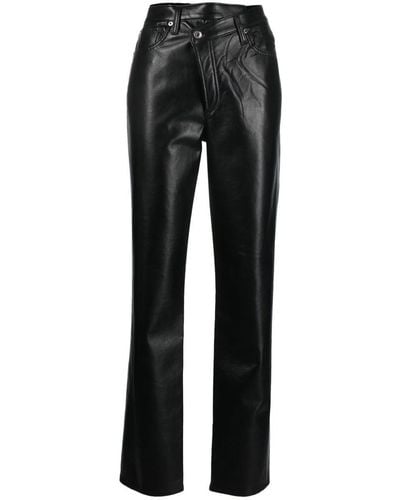 Agolde Asymmetric Recycled Leather-blend Pants - Black
