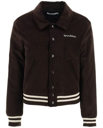 Sporty & Rich Corduroy Varsity Jacket - Black