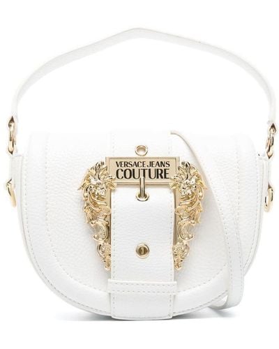 Versace Logo Belt-buckle Shoulder Bag - White