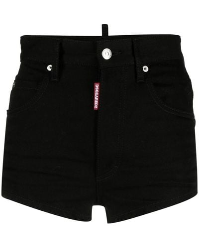 DSquared² Icon High-waisted Denim Shorts - Black