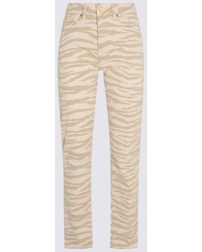 Ganni Cream And Beige Cotton Blend Swigy Jeans - Natural
