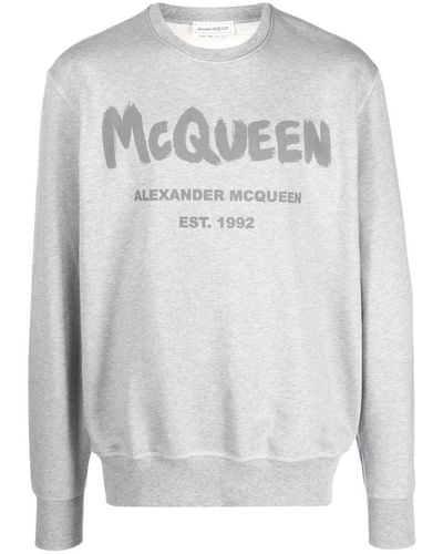 Alexander McQueen Graffiti Organic Cotton Sweatshirt - Grey