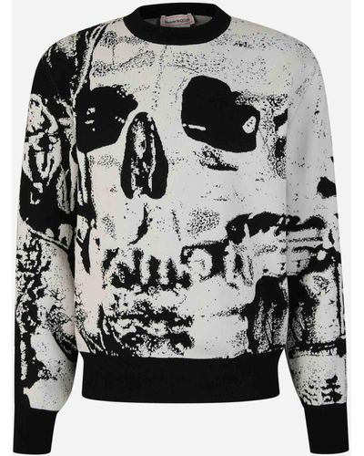 Alexander McQueen Printed Cotton Sweatshirt - Gray