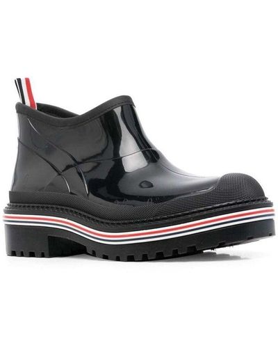 Thom Browne Stripe-Trim Ankle Boots - Black