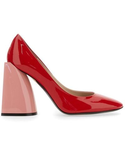 N°21 Color-block Court Shoes - Red