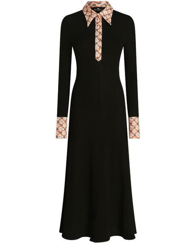 Etro Long-sleeved Jersey Midi Dress - Black