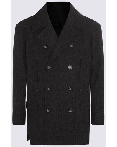 Vivienne Westwood Black Virgin Wool And Cashmere Blend Coat