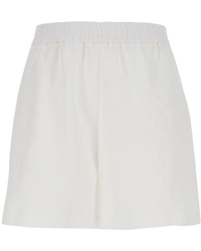 Plain Bermuda Short With Elastic Waistband - White