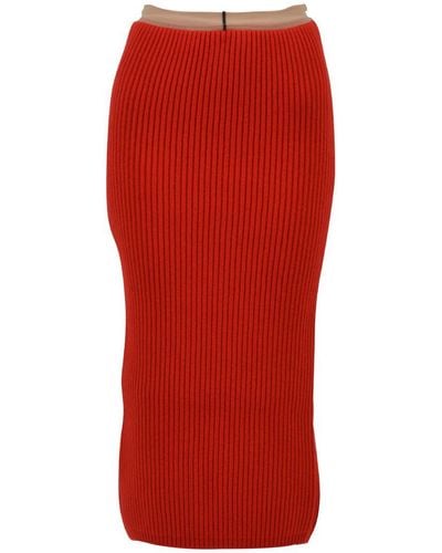 Calvin Klein Rib-knit Midi Skirt - Red