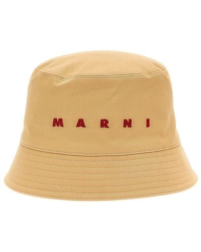 Marni Logo Embroidery Bucket Hat - Natural