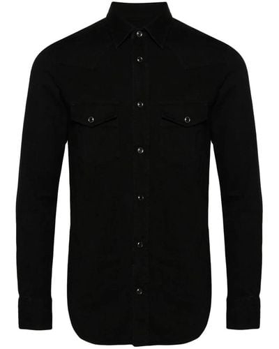 Tom Ford Denim Western Shirt - Men's - Cotton - Black