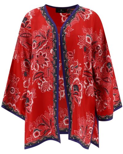 Etro Silk Jacket With Floral Print - Red