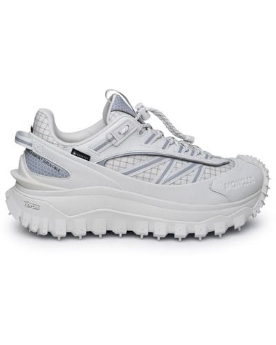 Moncler White Leather Blend Sneakers - Gray