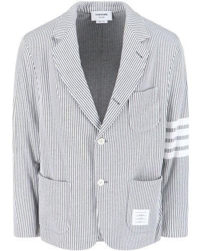 Thom Browne Seersucker Sack Jacket - Grey