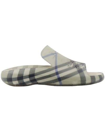 Burberry Furley Check Ekd Slide Sandal - Grey