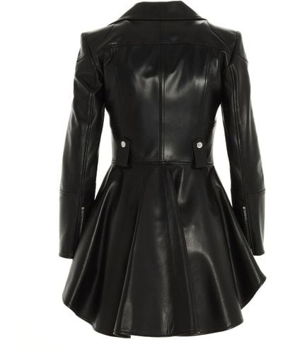 Alexander McQueen Leather Jacket With An Asymmetrical Hem - Women - Black