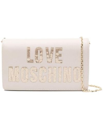Love Moschino Sequin Logo Bag - Natural