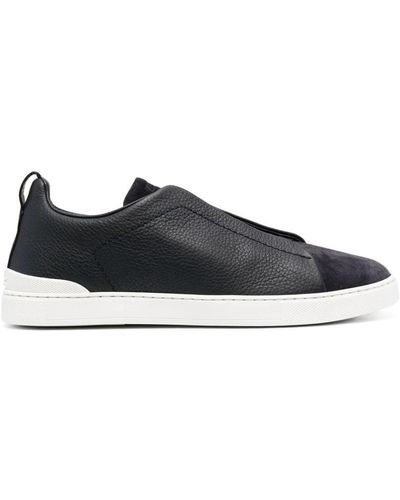 Zegna Slip-on Suede Trainers - Black