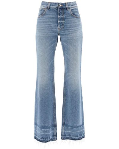 Chloé Chloe' Bootcut Jeans With Frayed Hem - Blue