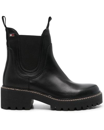Tommy Hilfiger Leather Chelsea Boots - Black