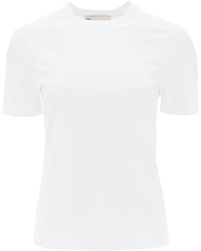 Tory Burch Regular T Shirt With Embroidered Logo - White
