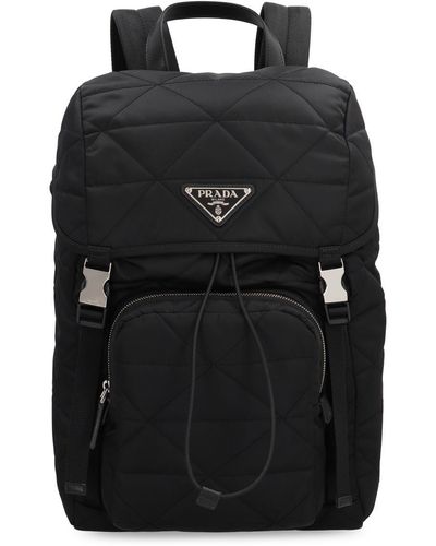 Prada Logo Detail Re-nylon Backpack - Black