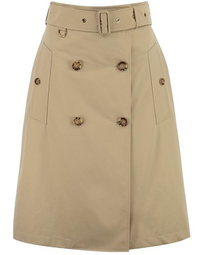 Burberry Gabardine Trench Skirt - Natural