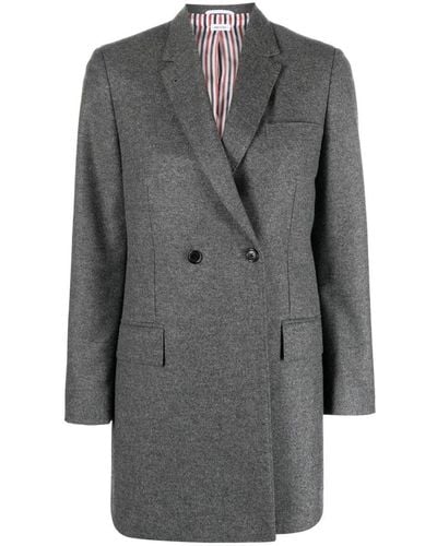 Thom Browne Elongated Long Sleeve Double Breasted Sportcoat - Gray