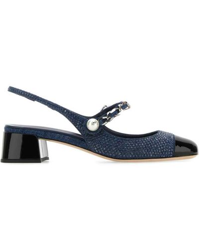 Miu Miu Denim Slingback Pumps - Blue