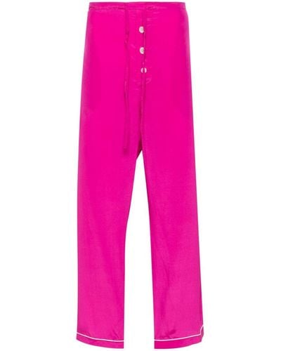 Bode Wide Leg Silk Trousers - Pink