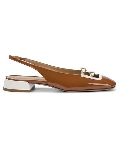 A.Bocca Patent Leather Slingback With Heart Buckles - Brown