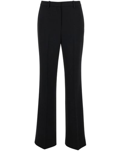 Theory Black Sartorial Trousers With Stretch Pleat In Technical Fabric Woman