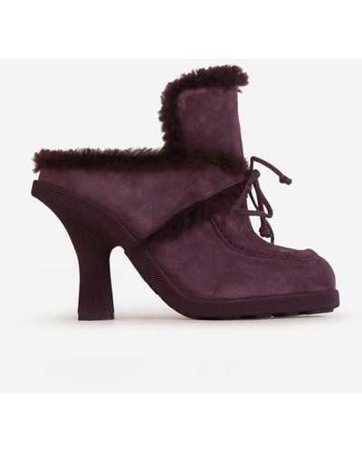 Burberry Highland Leather Mules - Purple