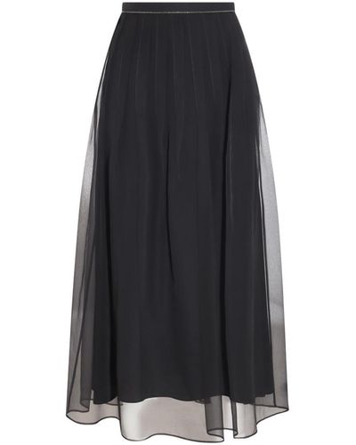 Brunello Cucinelli Dark Silk Skirt - Black